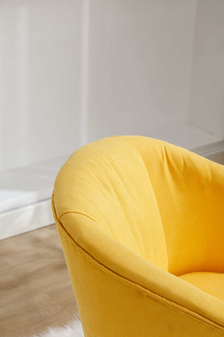 Honey Linen Swivel Auditorium Chair With Pleated Skirt Yellow - Ornate Home