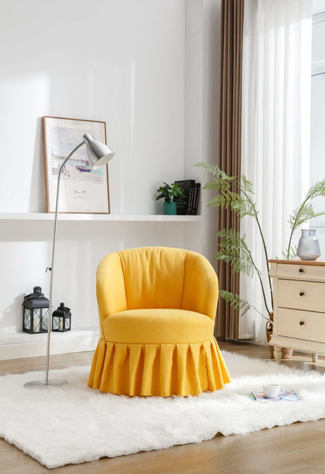 Honey Linen Swivel Auditorium Chair With Pleated Skirt Yellow - Ornate Home