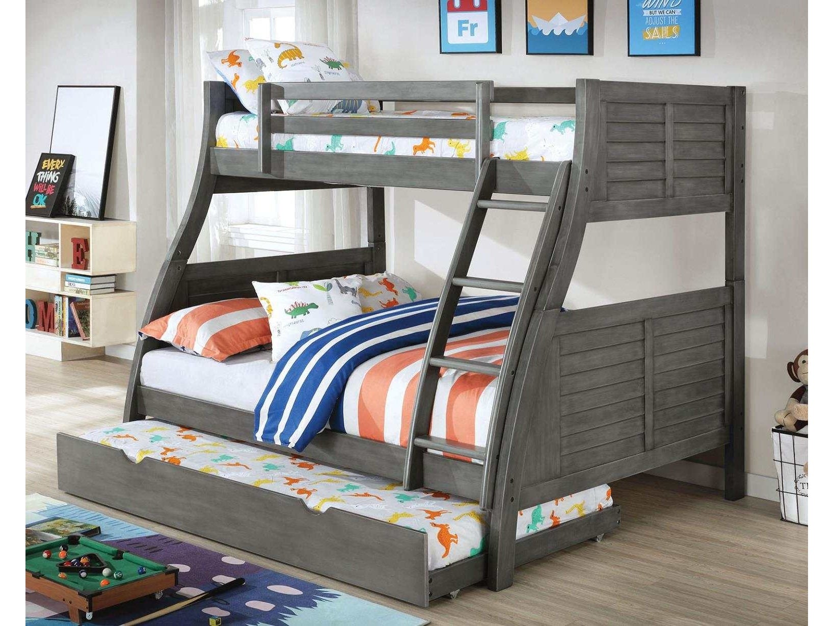 Hoople Gray Twin/full Bunk Bed W/ Trundle - Ornate Home
