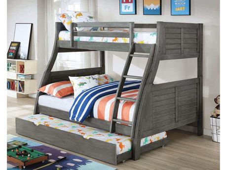 Hoople Gray Twin/full Bunk Bed W/ Trundle - Ornate Home