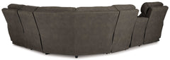 Hoopster Gunmetal 6pc Power Reclining Sectional w/ Touchscreen Console - Ornate Home
