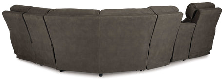 Hoopster Gunmetal 6pc Power Reclining Sectional w/ Touchscreen Console - Ornate Home