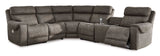 Hoopster Gunmetal 6pc Power Reclining Sectional w/ Touchscreen Console - Ornate Home