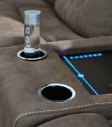 Hoopster Gunmetal 6pc Power Reclining Sectional w/ Touchscreen Console - Ornate Home