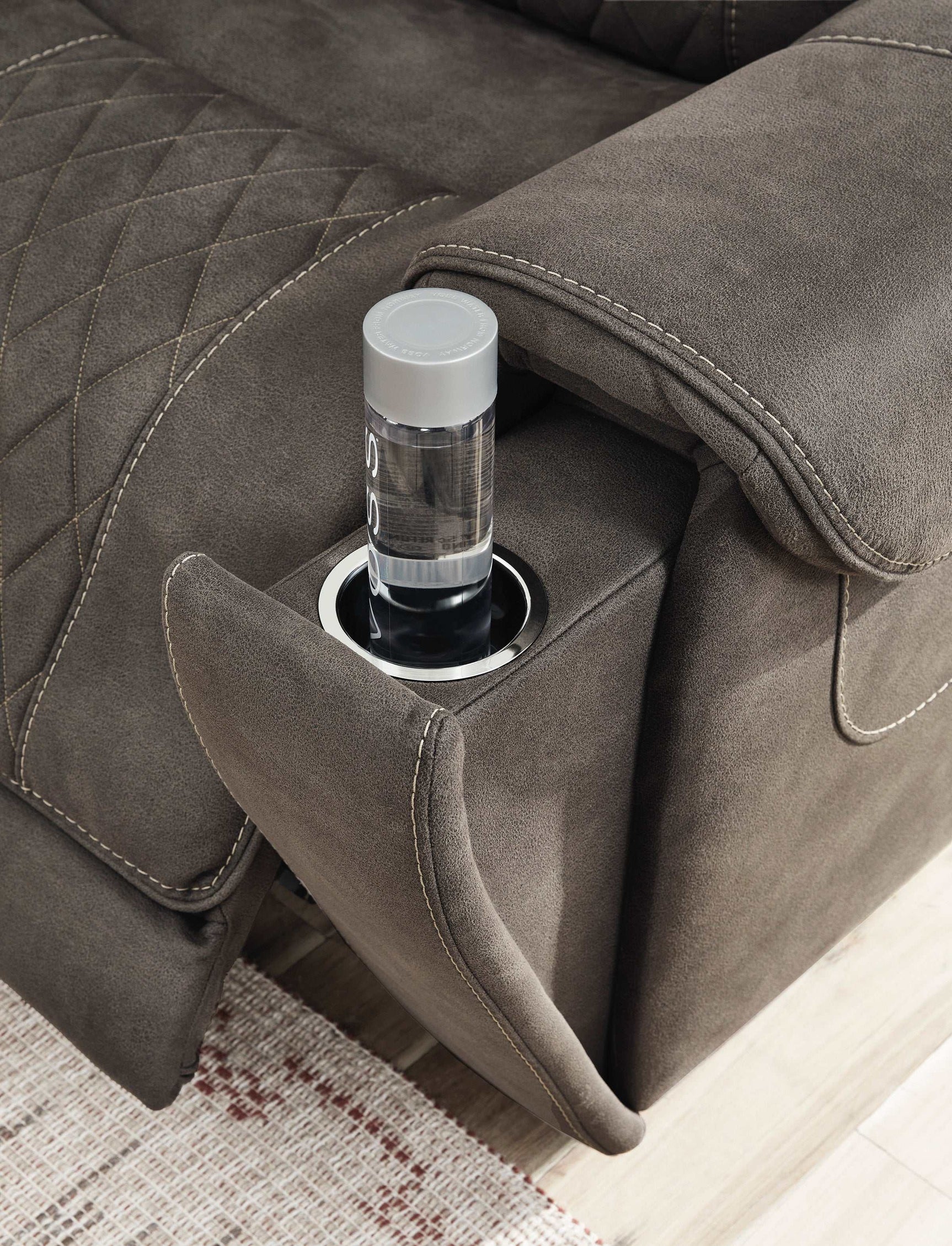 Hoopster Gunmetal 6pc Power Reclining Sectional w/ Touchscreen Console - Ornate Home