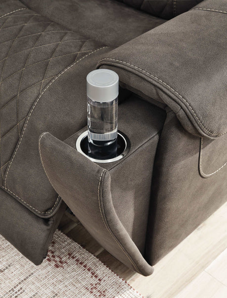 Hoopster Gunmetal 6pc Power Reclining Sectional w/ Touchscreen Console - Ornate Home