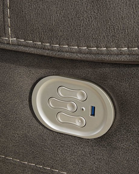 Hoopster Gunmetal 6pc Power Reclining Sectional w/ Touchscreen Console - Ornate Home