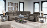 Hoopster Gunmetal 6pc Power Reclining Sectional w/ Touchscreen Console - Ornate Home