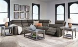 Hoopster Gunmetal 6pc Power Reclining Sectional w/ Touchscreen Console - Ornate Home