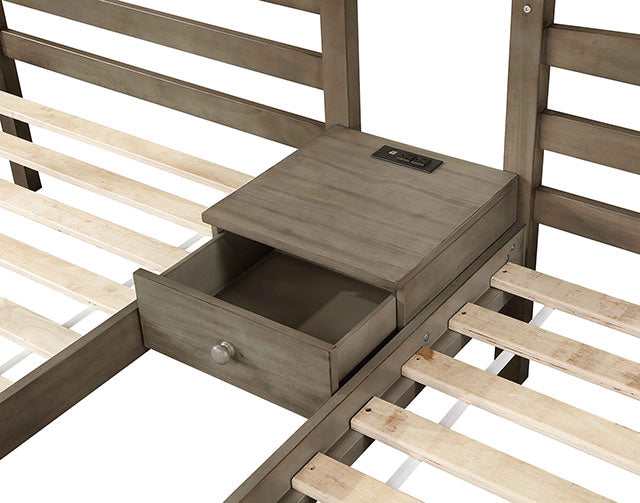 Hortense Warm Gray Triple Twin Bunk Bed - Ornate Home