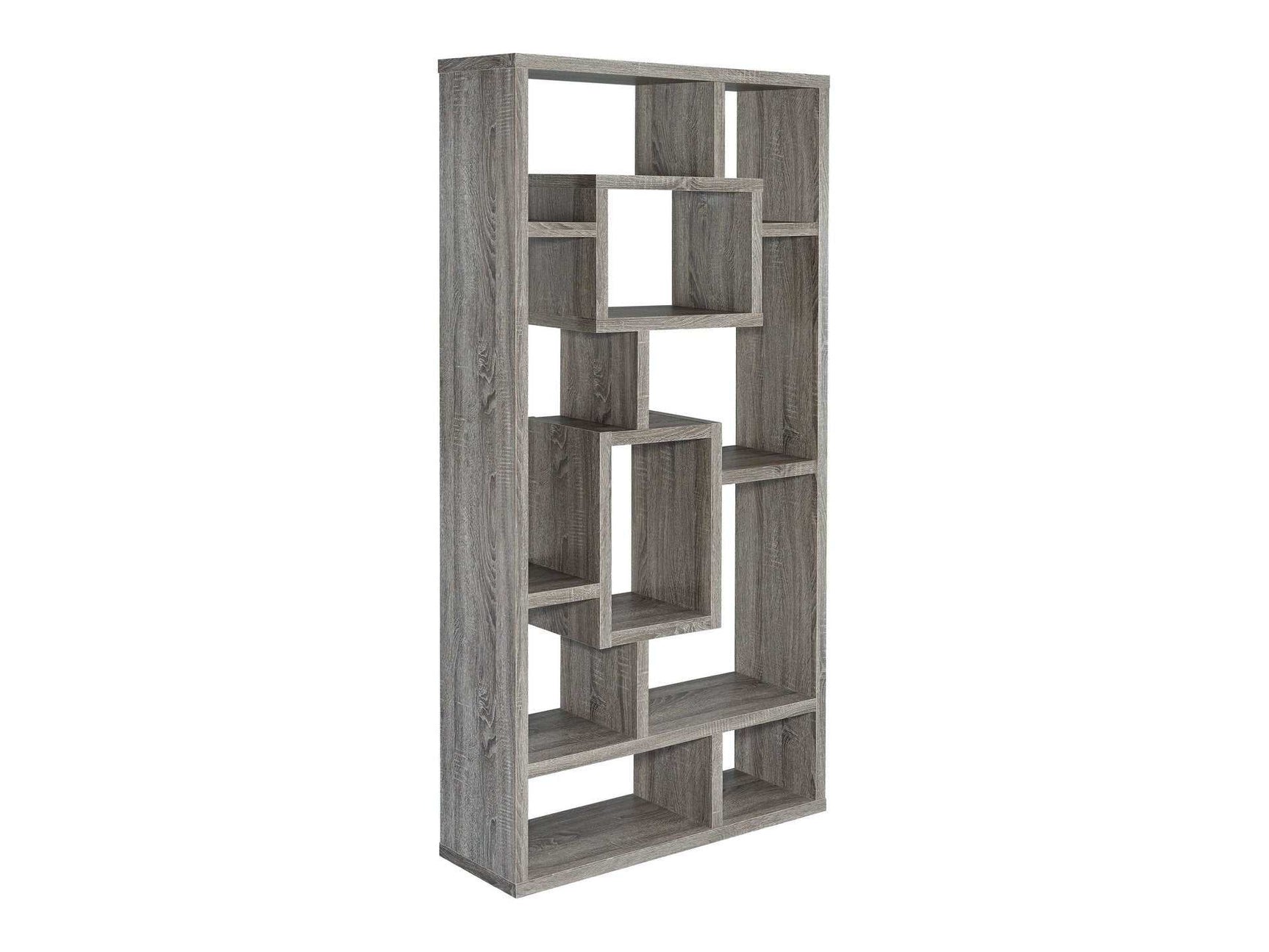 Howie Weathered Grey 10 Shelf Bookcase - Ornate Home