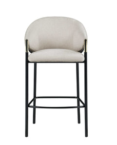 Hughie Beige & Glossy Black Sloped Arm Bar Stools (Set of 2) - Ornate Home