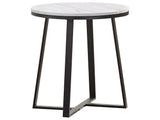 Hugo Faux White Marble / Matte Black End Table - Ornate Home