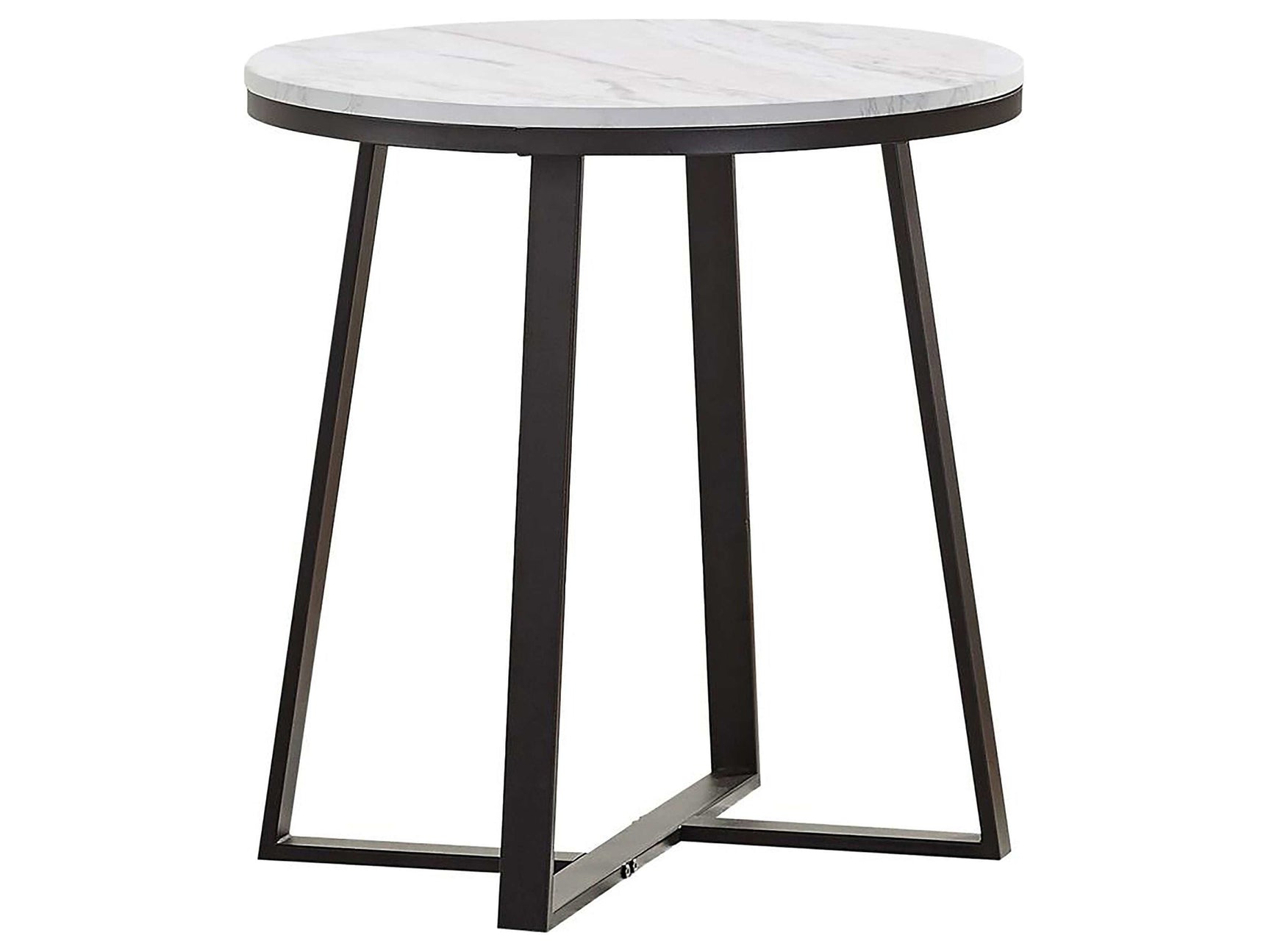 Hugo Faux White Marble / Matte Black End Table - Ornate Home