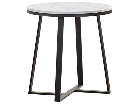 Hugo Faux White Marble / Matte Black End Table - Ornate Home
