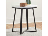Hugo Faux White Marble / Matte Black End Table - Ornate Home