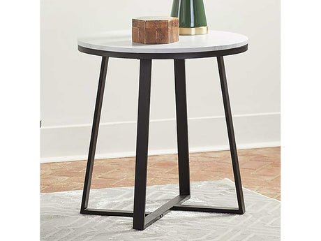 Hugo Faux White Marble / Matte Black End Table - Ornate Home
