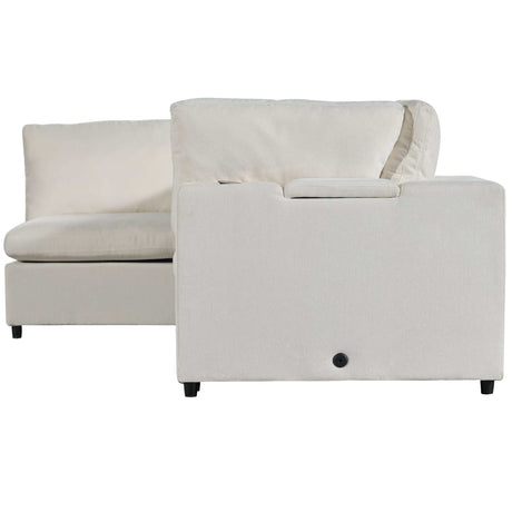 Humboldt Smart Modular Beige Sofa with  Features - Ornate Home