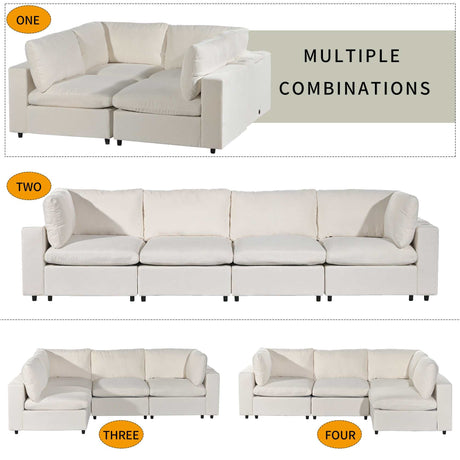 Humboldt Smart Modular Beige Sofa with  Features - Ornate Home