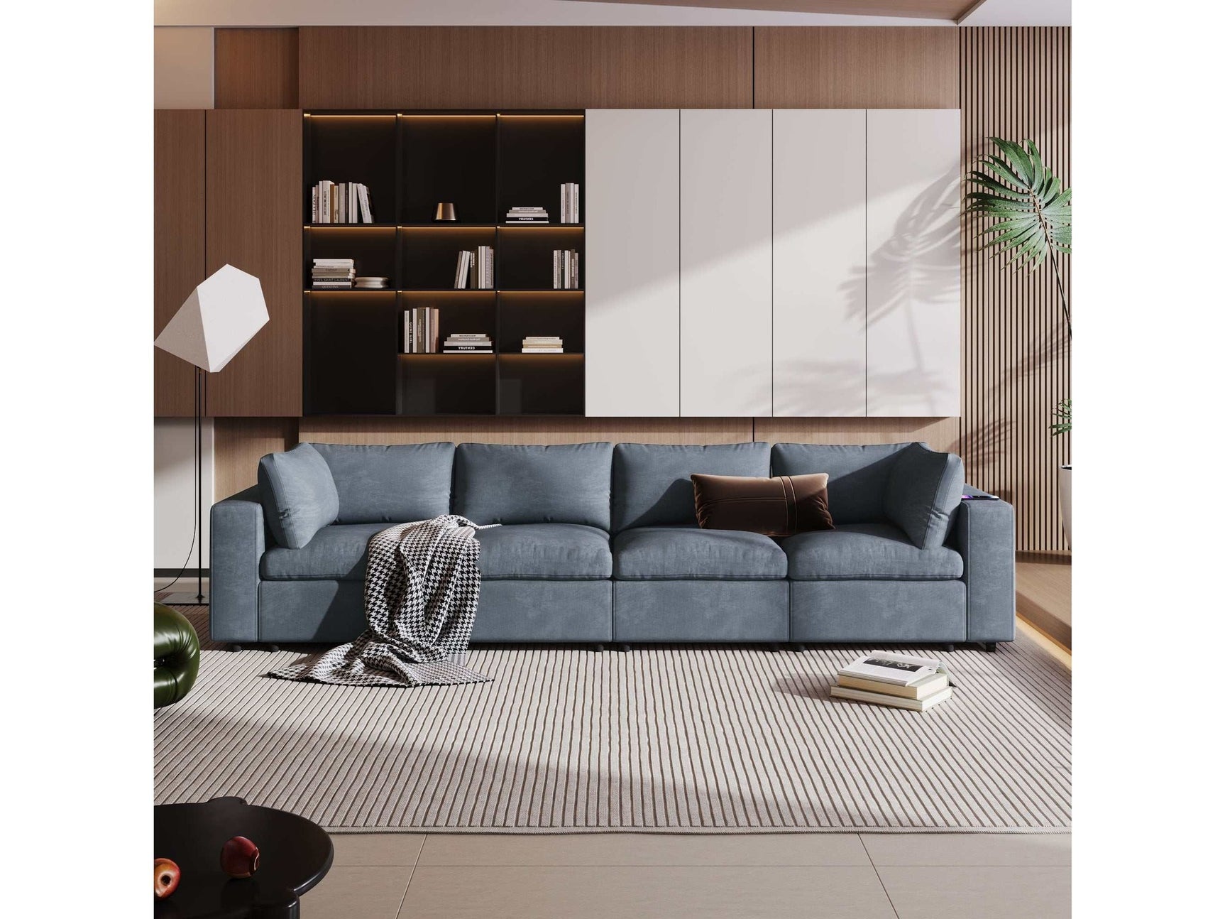 Humboldt Smart Modular Gray Sofa with  Features - Ornate Home