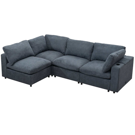 Humboldt Smart Modular Gray Sofa with  Features - Ornate Home