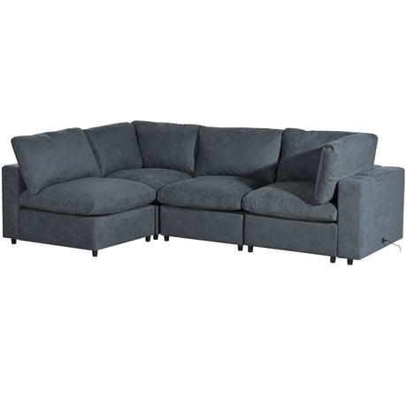 Humboldt Smart Modular Gray Sofa with  Features - Ornate Home