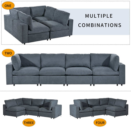 Humboldt Smart Modular Gray Sofa with  Features - Ornate Home