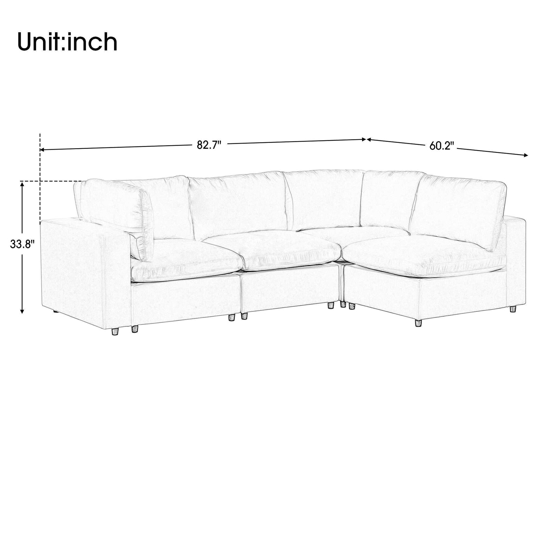 Humboldt Smart Modular Gray Sofa with  Features - Ornate Home