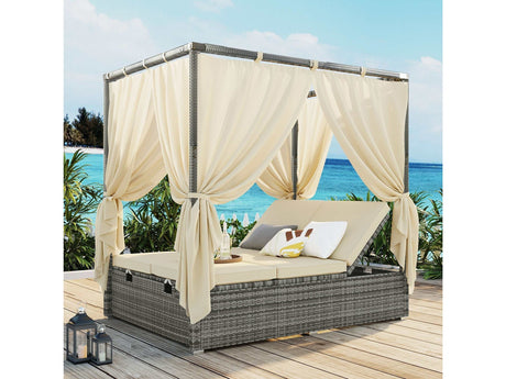 Huntington Adjustable Sun Bed With Curtain - Ornate Home