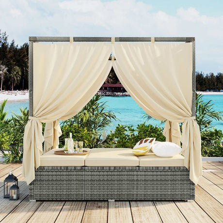 Huntington Adjustable Sun Bed With Curtain - Ornate Home