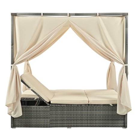 Huntington Adjustable Sun Bed With Curtain - Ornate Home