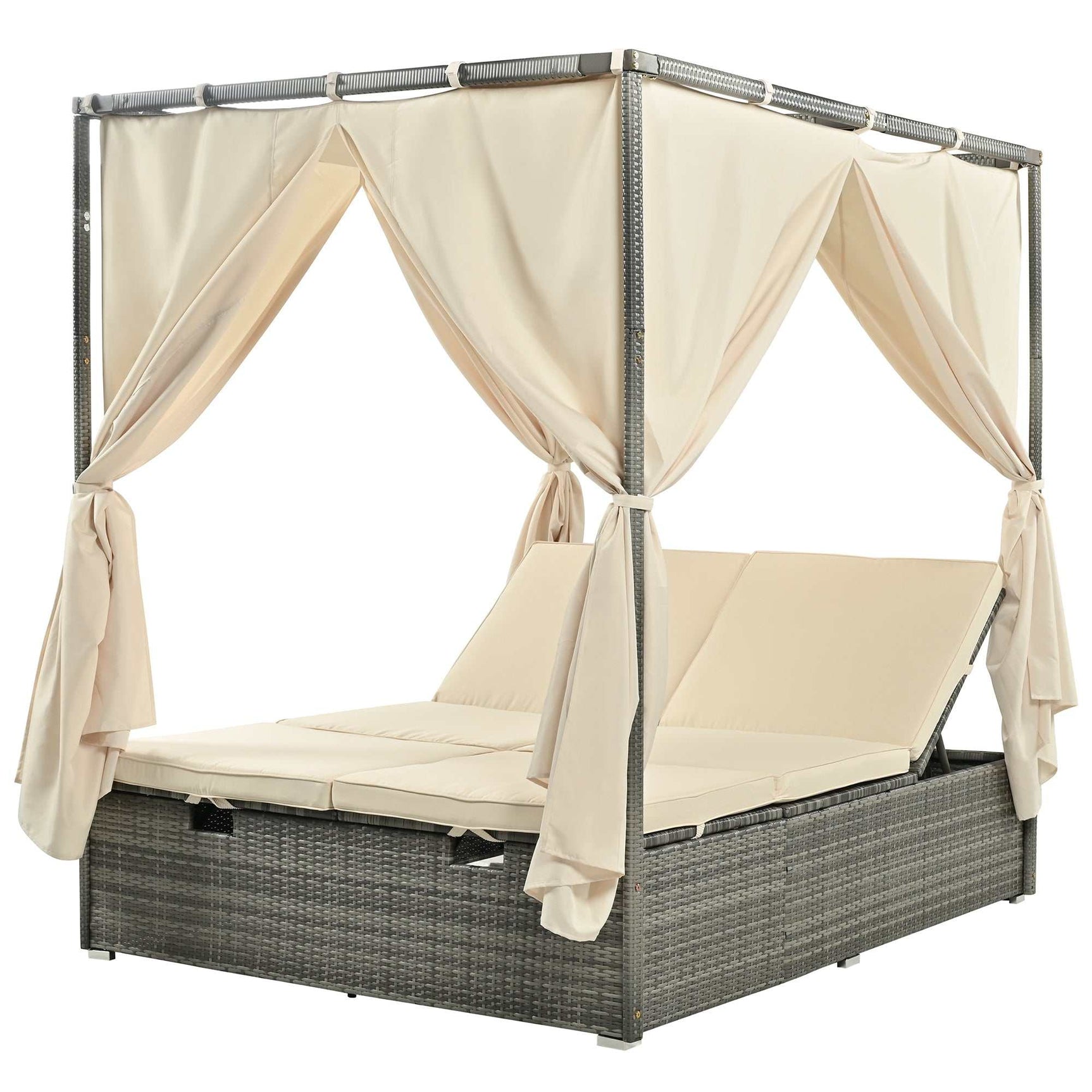 Huntington Adjustable Sun Bed With Curtain - Ornate Home