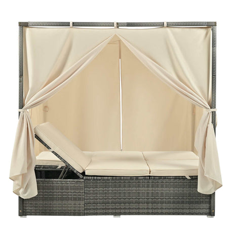 Huntington Adjustable Sun Bed With Curtain - Ornate Home
