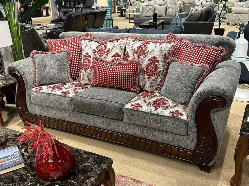 Whitland Light Gray & Red Sofa & Loveseat Set - Ornate Home