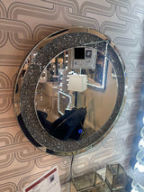 Tayla Silver Round Wall Mirror w/ LED - Ornate Home