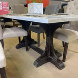 Gerardo White Marble & Weathered Espresso Dining Table - Ornate Home