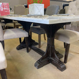 Gerardo White Marble & Weathered Espresso Dining Table - Ornate Home