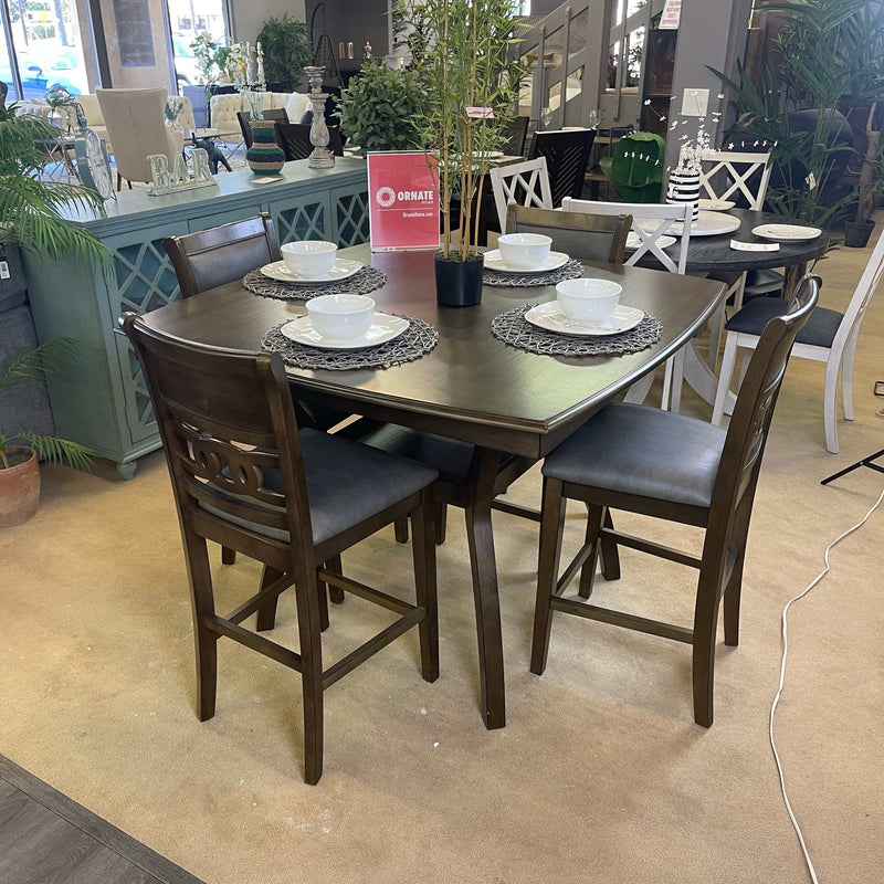 Flick Walnut & Gray Counter Height Dining Set / 5pc - Ornate Home