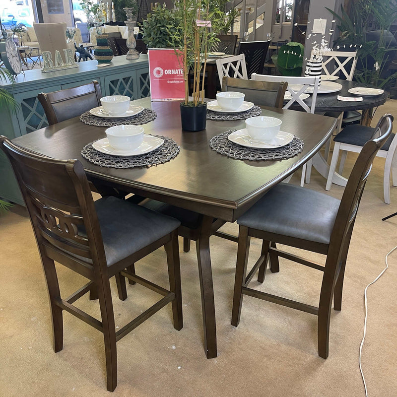 Flick Walnut & Gray Counter Height Dining Set / 5pc - Ornate Home