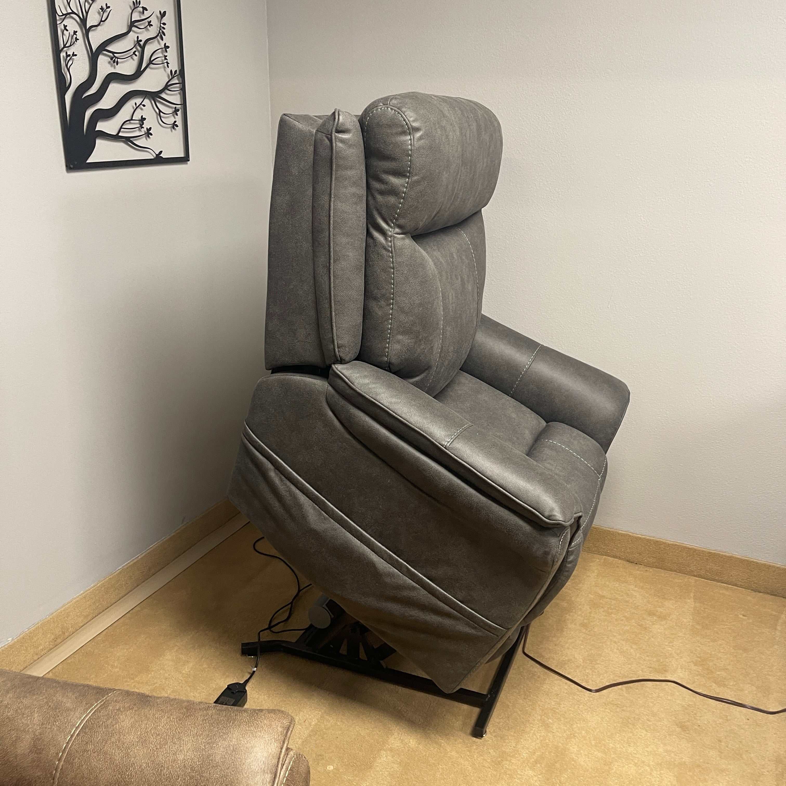 Lorreze Steel Gray Power Lift Recliner Heat & Massage Function - Ornate Home