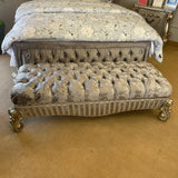 Versailles Fabric & Antique Platinum Bench - Ornate Home