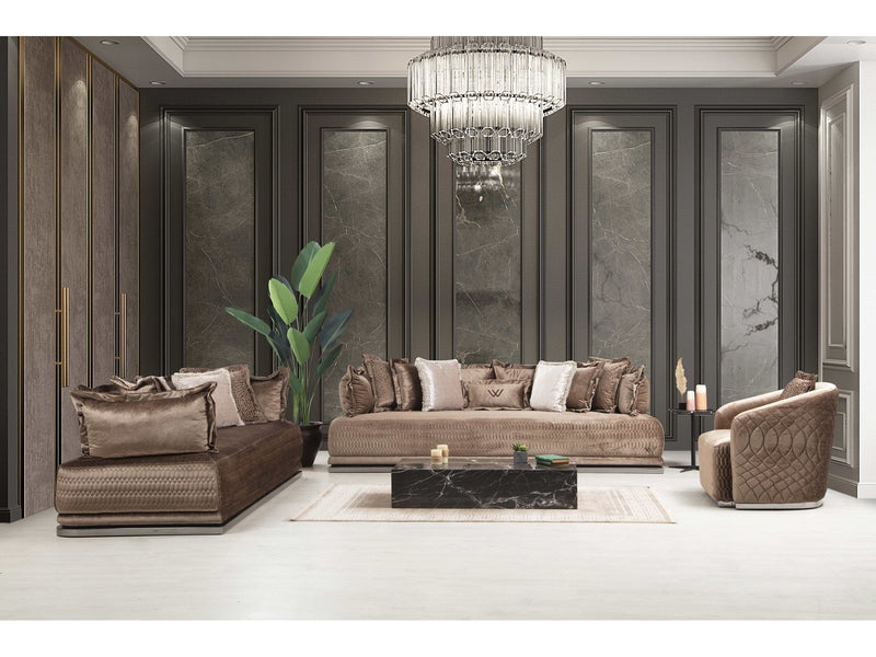 Icon - Coffee Velvet - Living Room Set / 3pc - Ornate Home