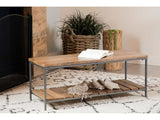 Inez Natural & Gunmetal Bench w/ Slat Shelf - Ornate Home