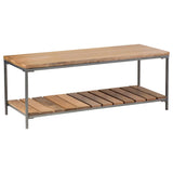 Inez Natural & Gunmetal Bench w/ Slat Shelf - Ornate Home