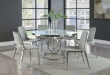 Irene White & Chrome Round Glass Top Dining Table - Ornate Home