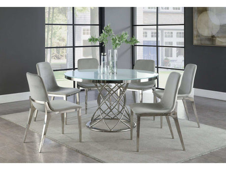 Irene White & Gray & Chrome Dining Room Set / 5pc - Ornate Home