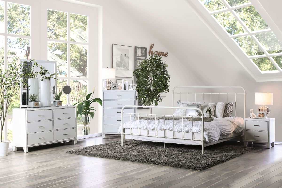 Iria Vintage White California King Bed - Ornate Home