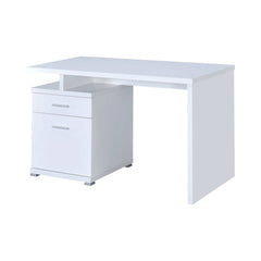 Irving White 2 Drawer Office Desk w/ Cabinet - Ornate Home