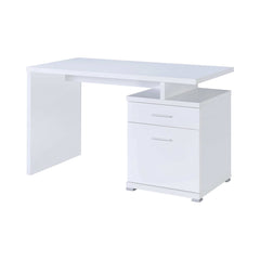 Irving White 2 Drawer Office Desk w/ Cabinet - Ornate Home