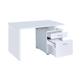 Irving White 2 Drawer Office Desk w/ Cabinet - Ornate Home